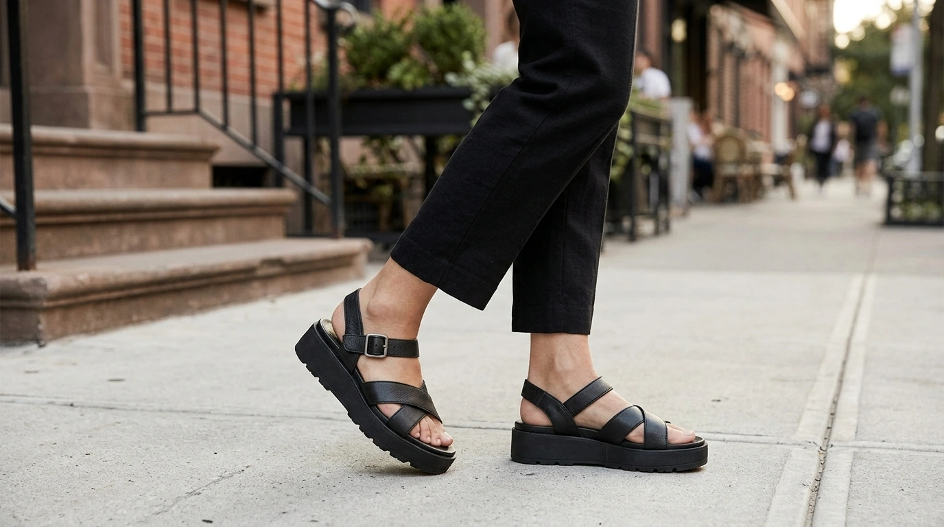 Cult Women’s Black Leather Platform Sandals: Fit & Style